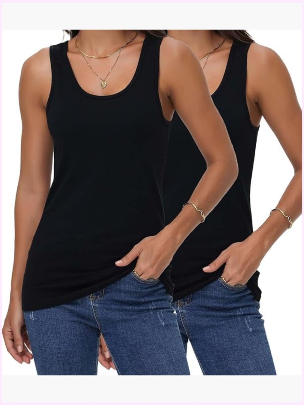 Cotton Blend Tank Tops Undershirts Camis Base Layer 2-Pack